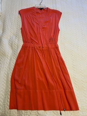 Kenneth Cole Coral Pink Sleeveless Drawstring Waist Dress - Women